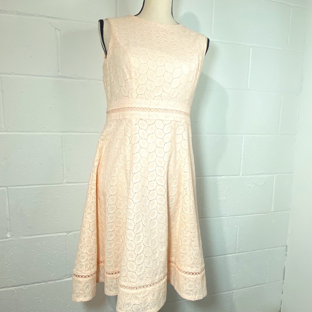 Calvin Klein Peach Sleeveless Eyelet Dress